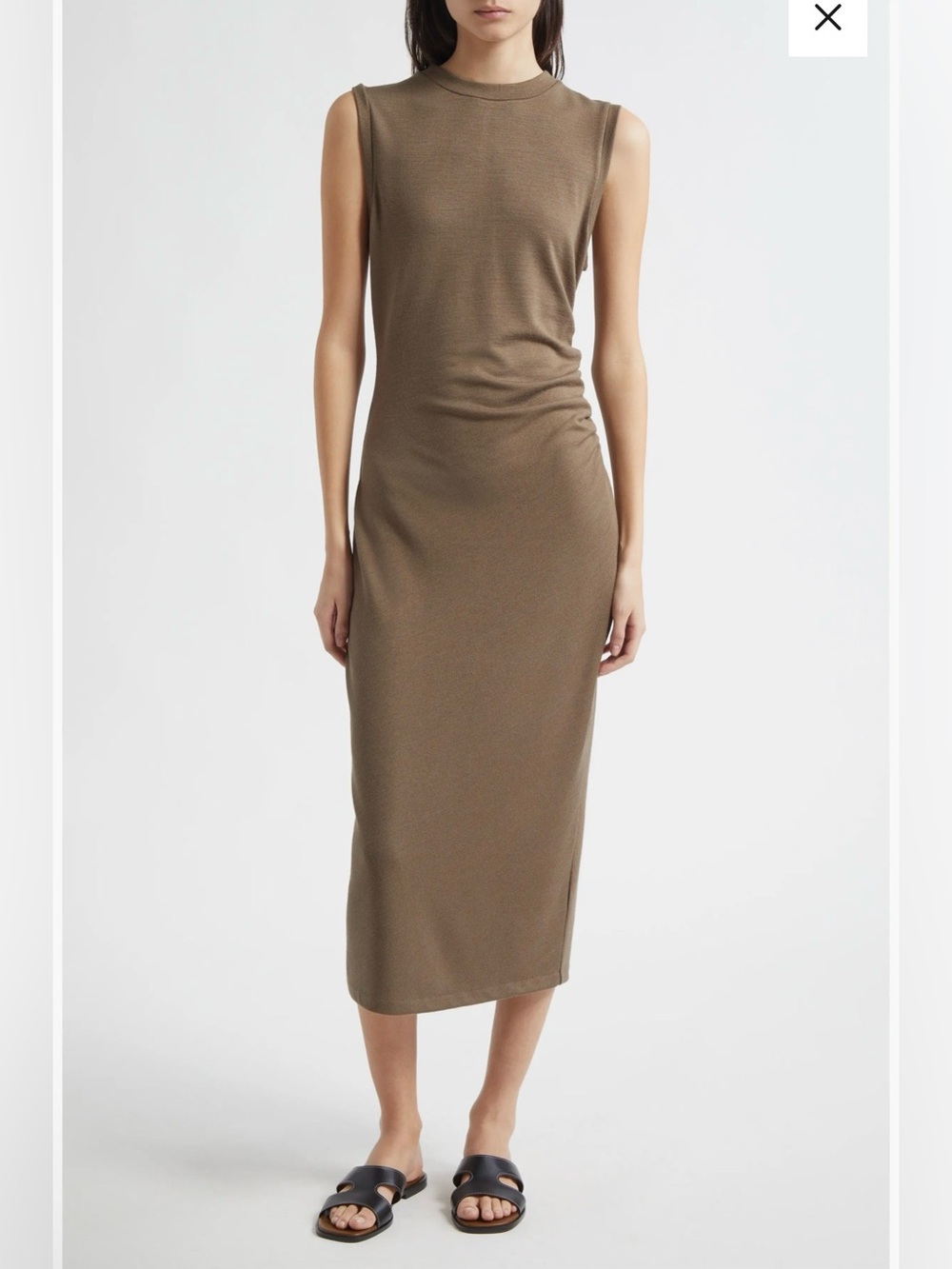 Vince Side Ruched Knit Midi Dress